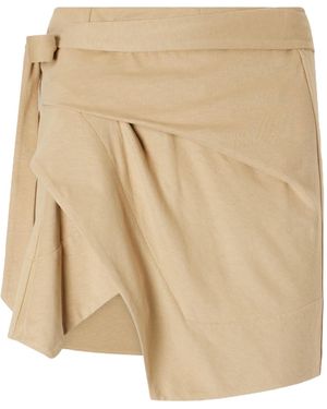 Isabel Marant Berenice Asymmetrical Pleated Mini Skirt - Natural