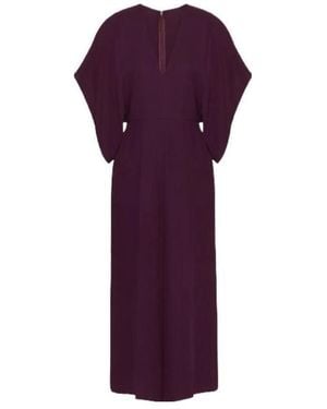 Valentino V-Neck Silk Jumpsuit - Purple