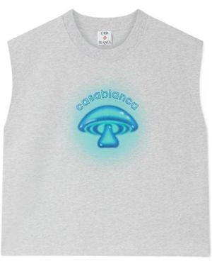CASABLANCA Airbrush Mushroom Sleeveless T-Shirt - Blue