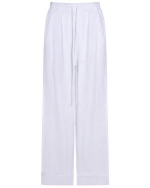 Thom Krom Drawstring Wide-Leg Pants - White