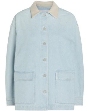 Agolde Leather-Trim Denim Jacket - Blue