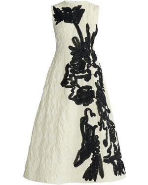 Erdem Appliquéd Organza-Trimmed Cloqué Midi Dress - White