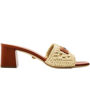 Versace Heeled Mules - Natural