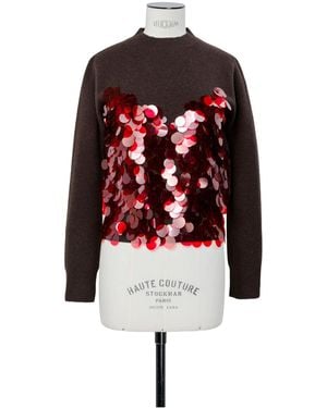 Sacai Sequin Embroidery X Wool Knit Pullover - Red