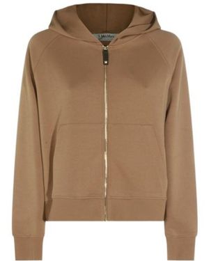 Max Mara Long-Sleeved Hooded Knit Sweater - Brown