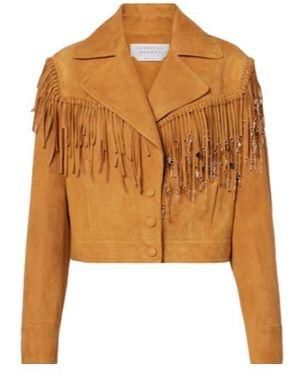 Gabriela Hearst Azra Embellished Fringed Suede Jacket - Brown