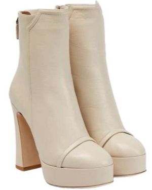 Malone Souliers Alexa Platform Leather Ankle Boots - Natural