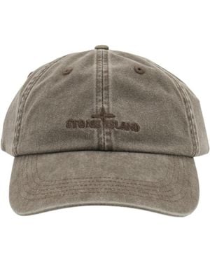 Stone Island Letter-Logo Baseball Cap - Gray