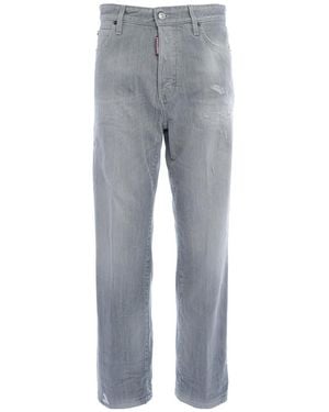 DSquared² Distressed Cropped Jeans - Gray