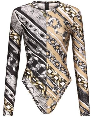 Area Chain Link-Print Bodysuit - Multicolor