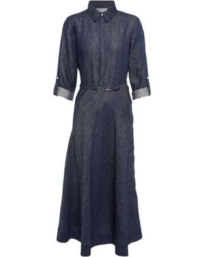 Gabriela Hearst Collared Long-Sleeved Dress - Blue