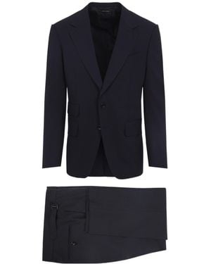 Tom Ford V-Neck Tailored Suit - Blue