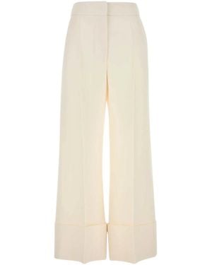 Valentino Pleat Detailed Wide-Leg Trousers - White
