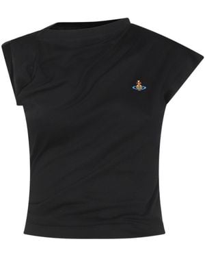 Vivienne Westwood Orb Logo Cap Sleeve Top - Black