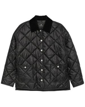Anine Bing Luca Quilted Corduroy-Collar Jacket - Black
