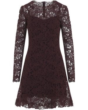 Ermanno Scervino Lace Long-Sleeve Mini Dress - Brown