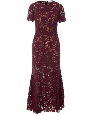 Self-Portrait Lace Midi Dress - Purple