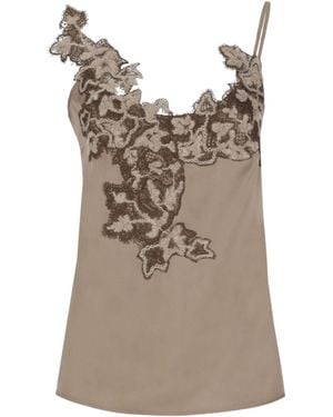 D.exterior Lace Trim Camisole Top - Brown