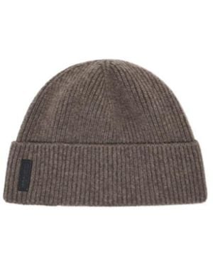 Giorgio Armani Ribbed Cashmere Beanie With Cuff - Brown