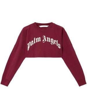 Palm Angels Curved Logo Printed Cropped Top - Red