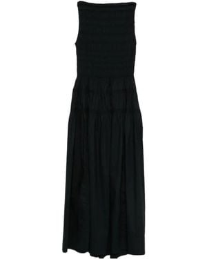 Doen Shirred Sleeveless Midi Dress - Black