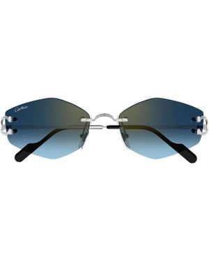 Cartier Rimless Irregular Sunglasses - Blue