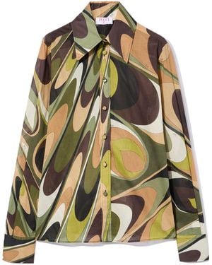 PUCCI Pucci Onde Printed Button-Up Shirt - Green