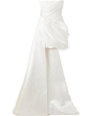 Alex Perry Asymmetric Draped Satin Gown - White