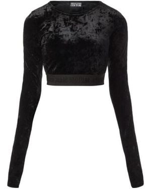 Versace Jeans Couture Long-Sleeved Short Top - Black