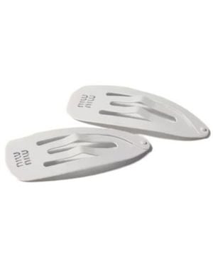 Miu Miu Metal Hair Clips - White