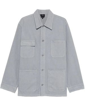 A.P.C. Patch-Pocket Overshirt Jacket - Gray