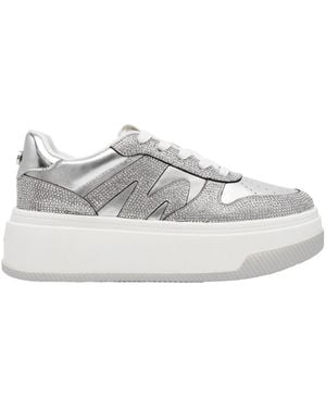 Steve Madden Rhinestone-Embellished Platform Trainers - Grey