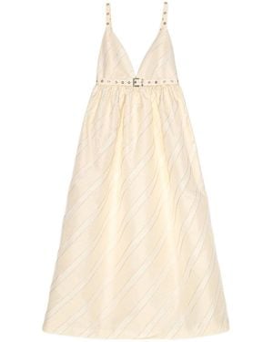 Ganni Striped Strap Dress - Natural