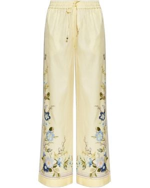 Self-Portrait Floral-Print Palazzo Pants - Natural