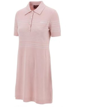 Gucci Collared Short-Sleeve Dress - Pink