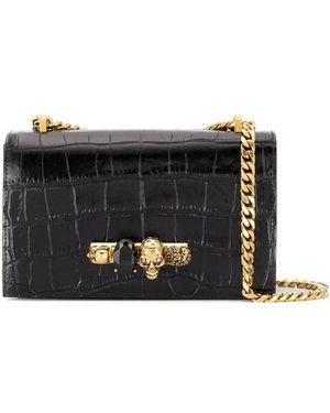 McQueen Leather Jewelled Satchel - Black