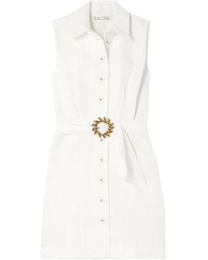 Saloni Shirt Style Mini Dress - White