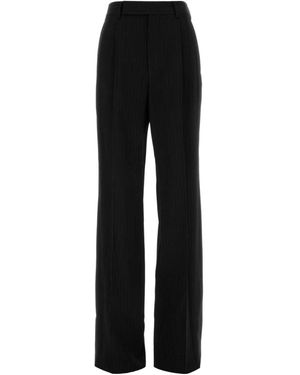 Saint Laurent Pleated Straight Leg Pants - Black