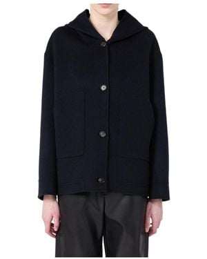 Max Mara Hooded Virgin-Wool Coat - Blue