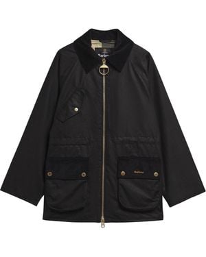 Barbour Cord Collar Waxed Field Jacket - Black