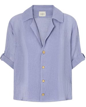 LeKasha Casual Cropped Shirt - Blue