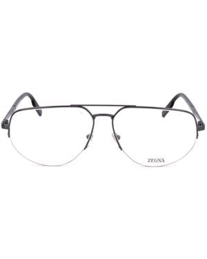 ZEGNA Double Bridge Aviator Frame Glasses - Metallic