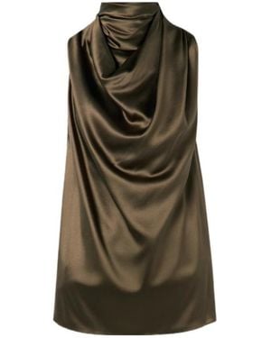Altuzarra Draped Silk-Satin Top - Green