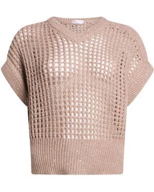 Brunello Cucinelli Sleeveless V-Neck Knit Top - Pink