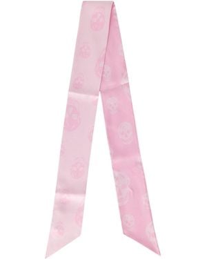 McQueen Print Silk Scarf - Pink