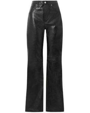 Dodo Bar Or Leather Straight-Leg Trousers - Black