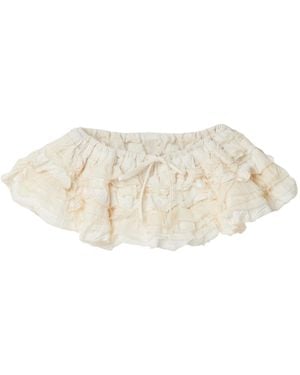 Miu Miu Slubbed Canvas Miniskirt - White