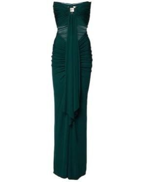 Christopher Esber Bezel Quartz Cutout Strapless Jersey Gown - Green