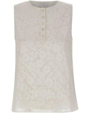 Marella Cantico Floral Lace Sleeveless Top - White