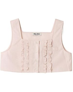Miu Miu Poplin Crop Top - Pink